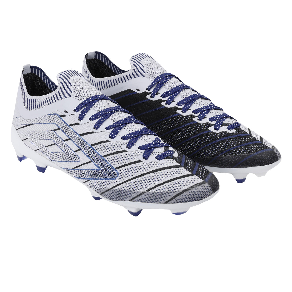 White-Black-Royal Blue - Front - Umbro Mens Velocita Elixir Pro Firm Ground Football Boots