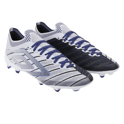 White-Black-Royal Blue - Front - Umbro Mens Velocita Elixir Pro Firm Ground Football Boots