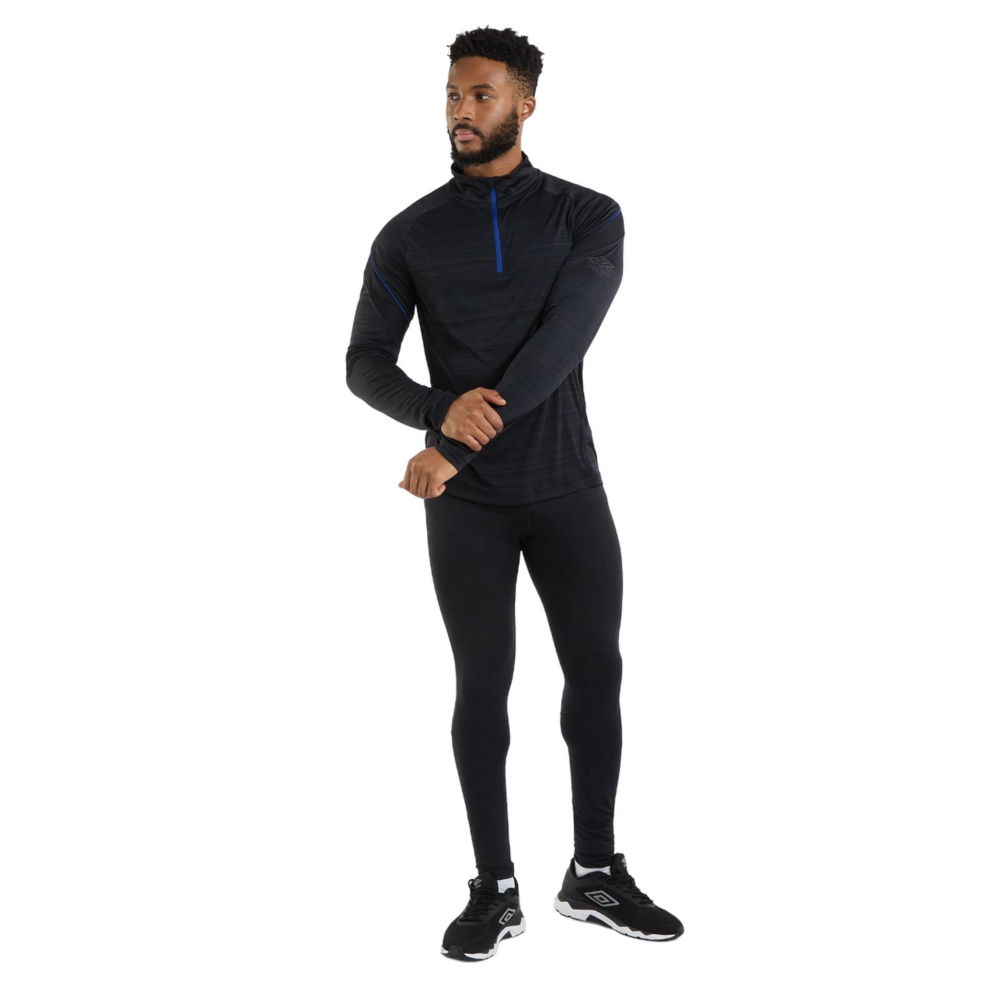 Black - Side - Umbro Mens Pro Training Marl Half Zip Top