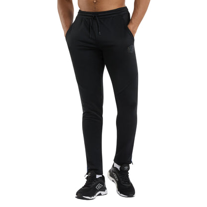 Black-Royal Blue - Side - Umbro Mens Pro Training Polyester Tracksuit Bottoms