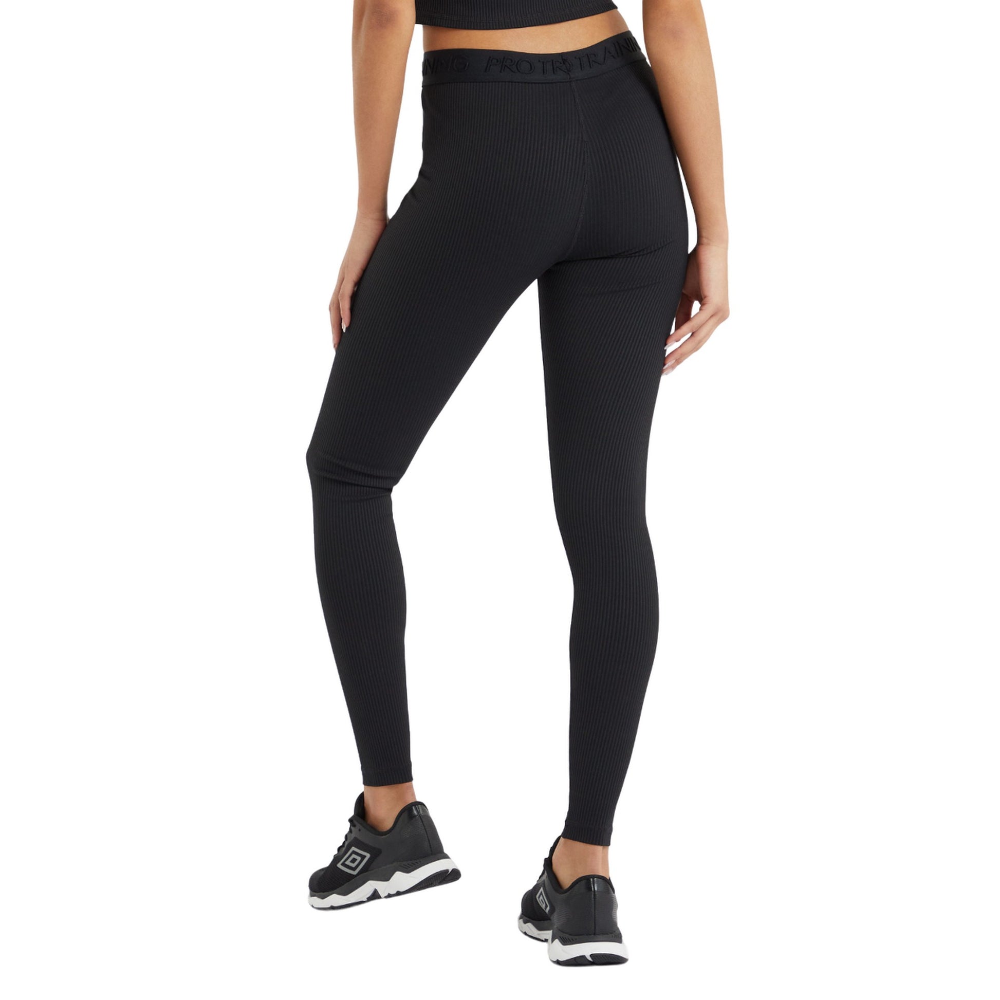 Black - Back - Umbro Womens-Ladies Pro Training Ribbed Leggings