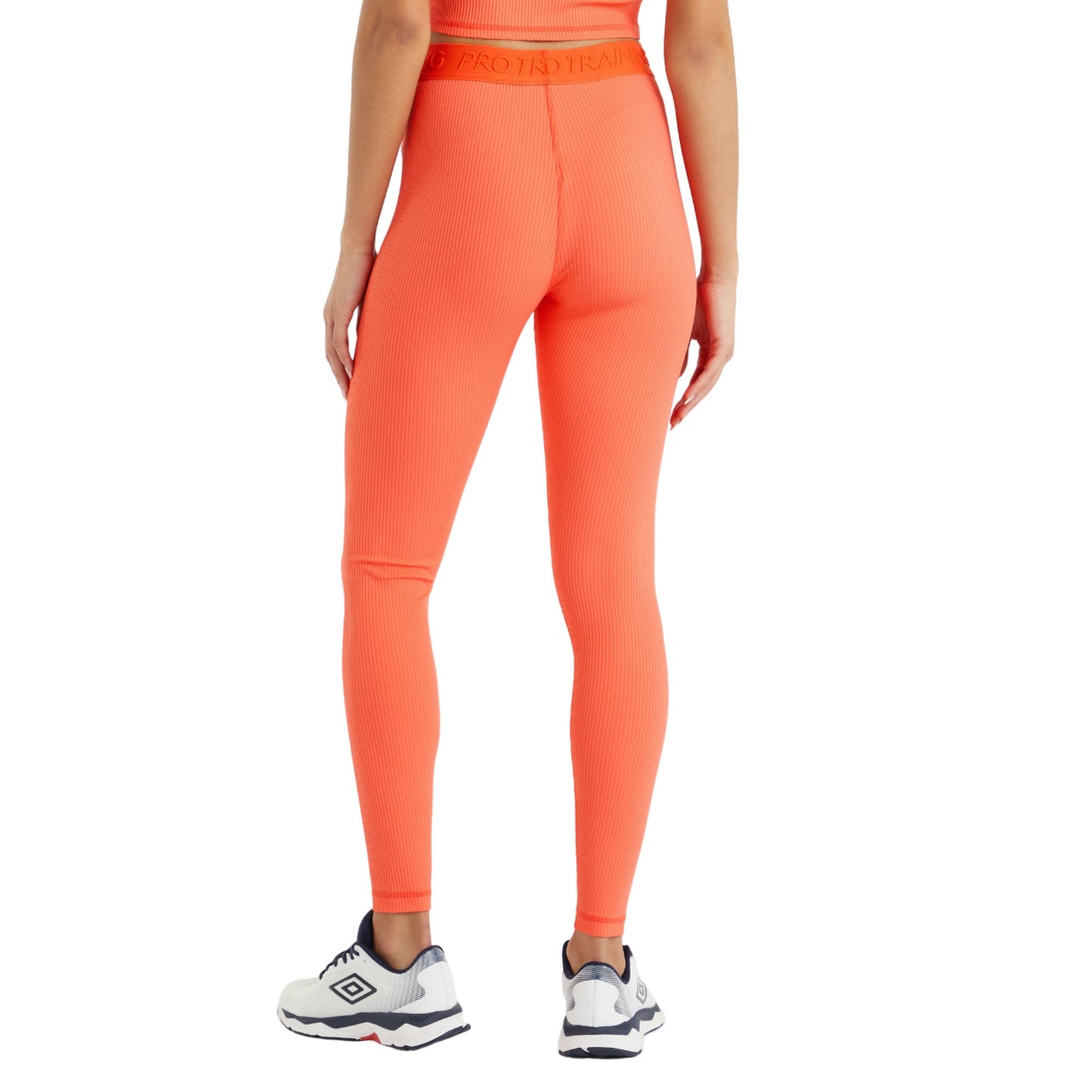 Hot Coral - Back - Umbro Womens-Ladies Pro Training Ribbed Leggings