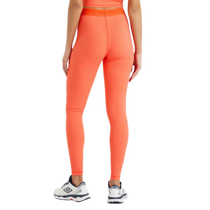 Hot Coral - Back - Umbro Womens-Ladies Pro Training Ribbed Leggings