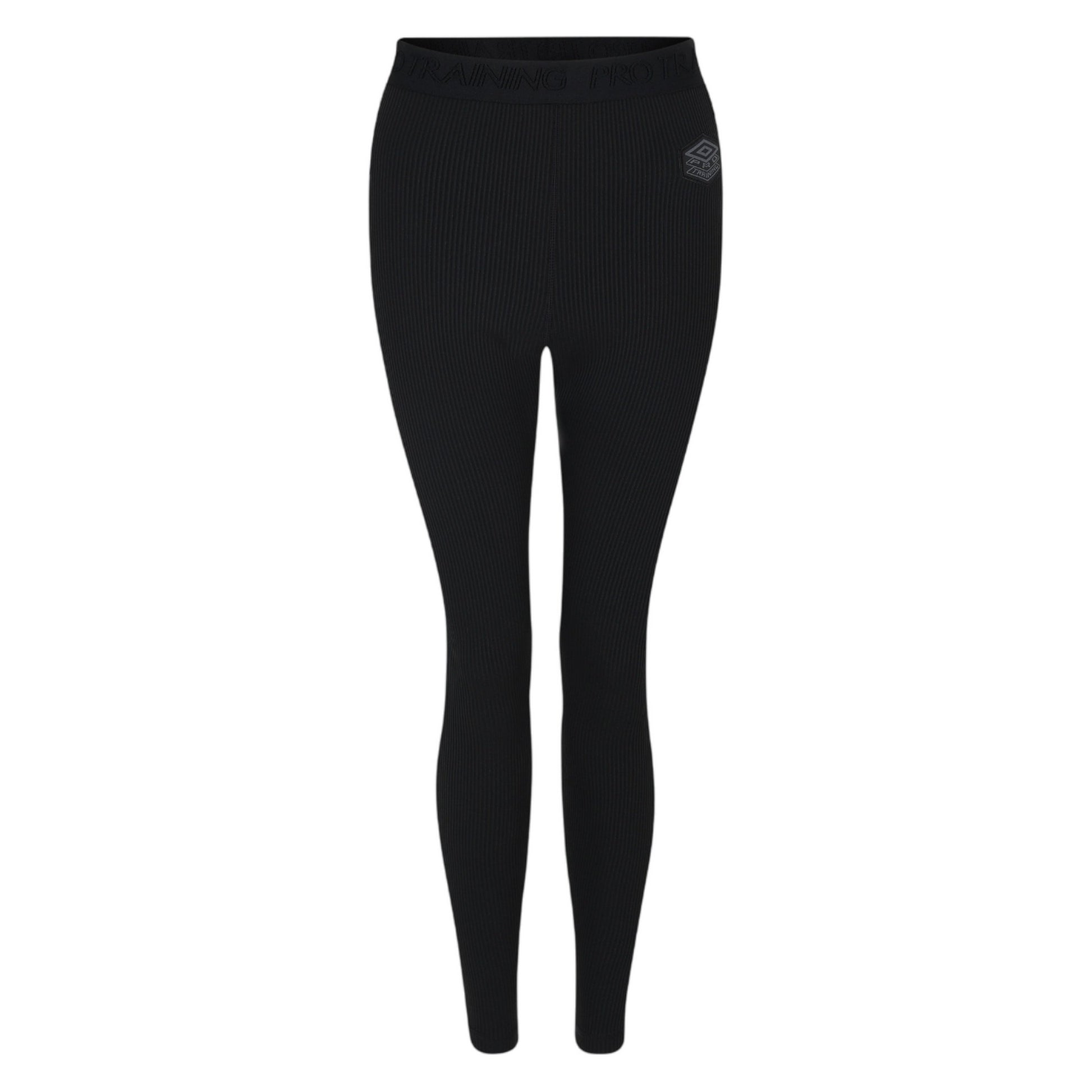 Black - Front - Umbro Womens-Ladies Pro Training Ribbed Leggings