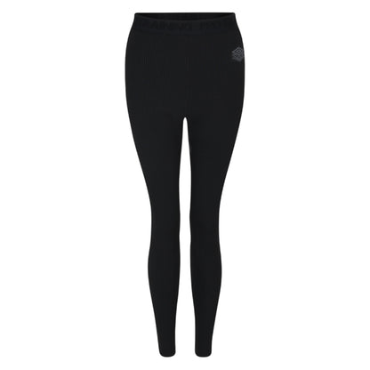 Black - Front - Umbro Womens-Ladies Pro Training Ribbed Leggings