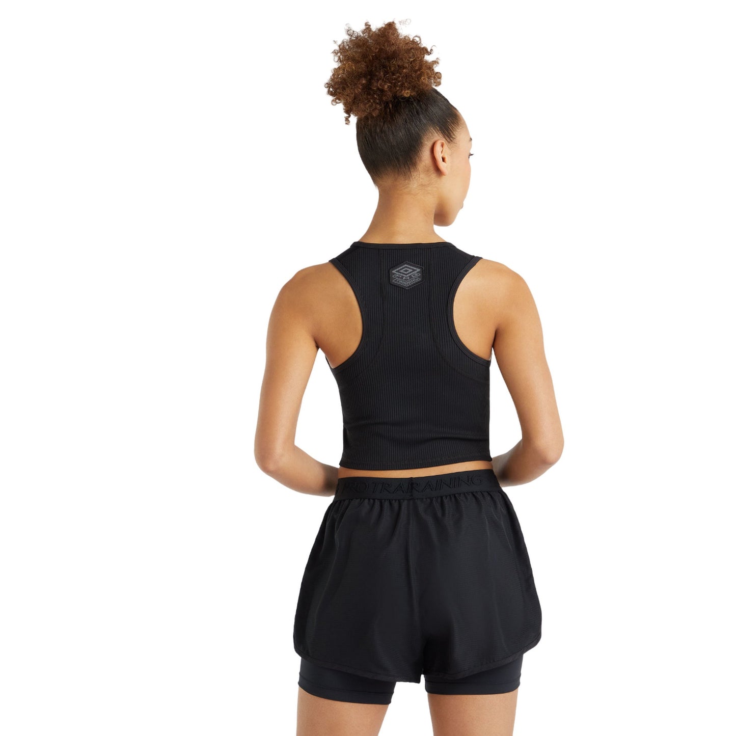 Black - Back - Umbro Womens-Ladies Ribbed Crop Top