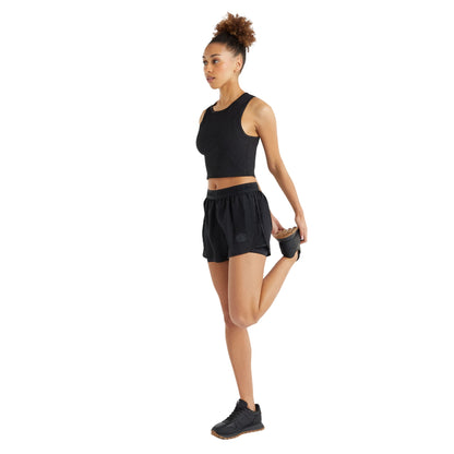 Black - Side - Umbro Womens-Ladies Ribbed Crop Top
