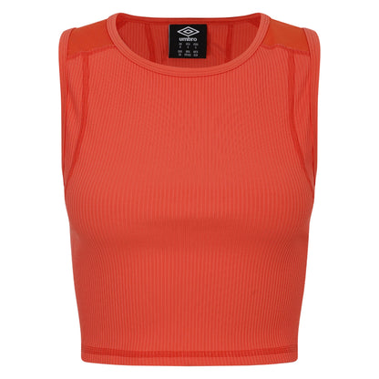 Hot Coral - Front - Umbro Womens-Ladies Ribbed Crop Top