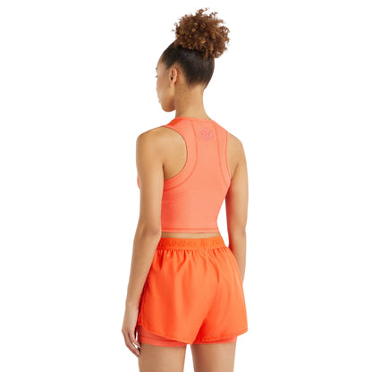 Hot Coral - Back - Umbro Womens-Ladies Ribbed Crop Top