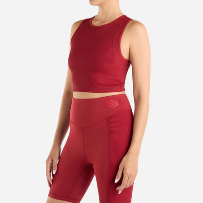 Sundried Tomato - Front - Umbro Womens-Ladies Ribbed Crop Top
