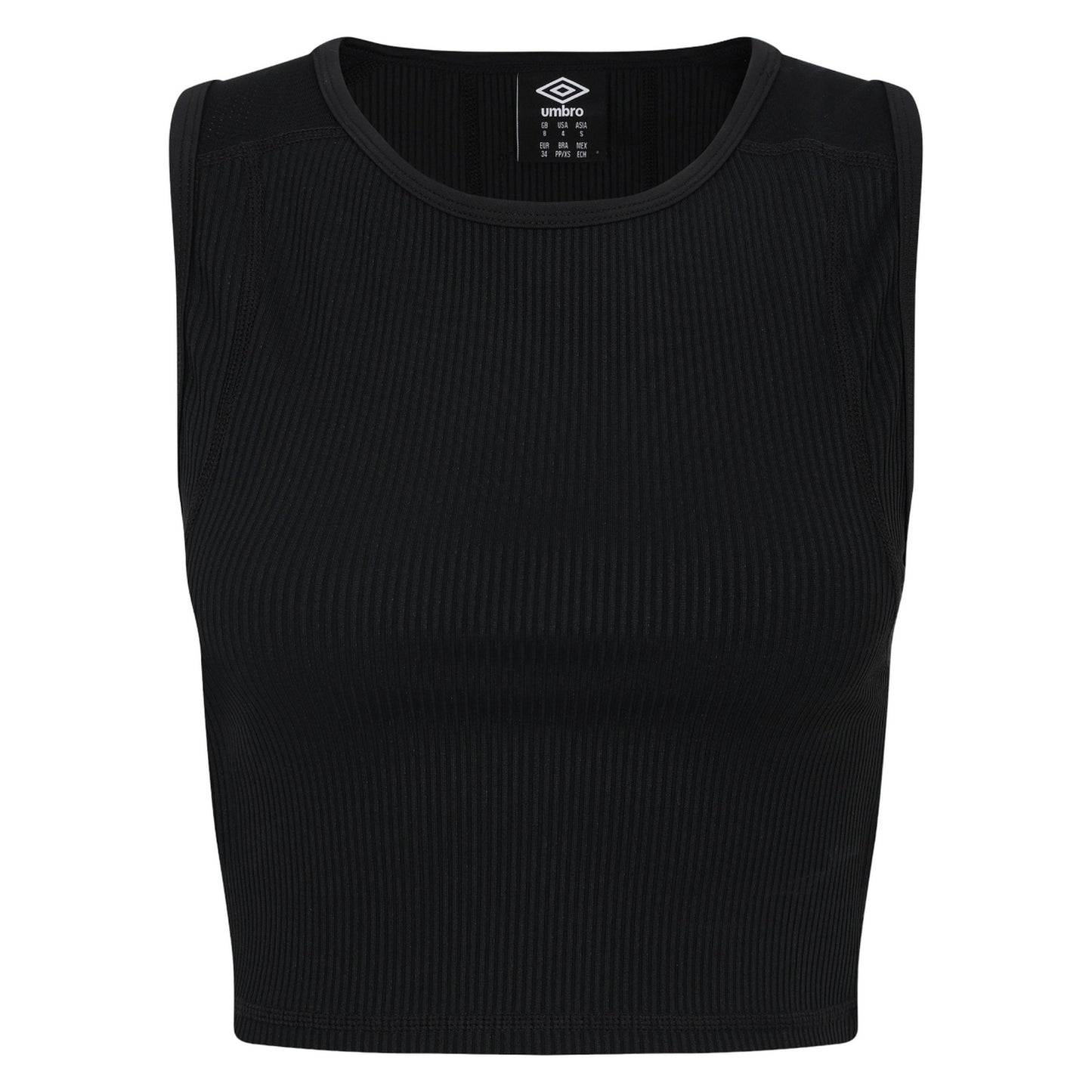Black - Front - Umbro Womens-Ladies Ribbed Crop Top