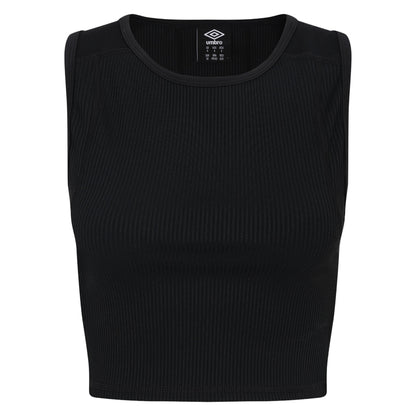 Black - Front - Umbro Womens-Ladies Ribbed Crop Top