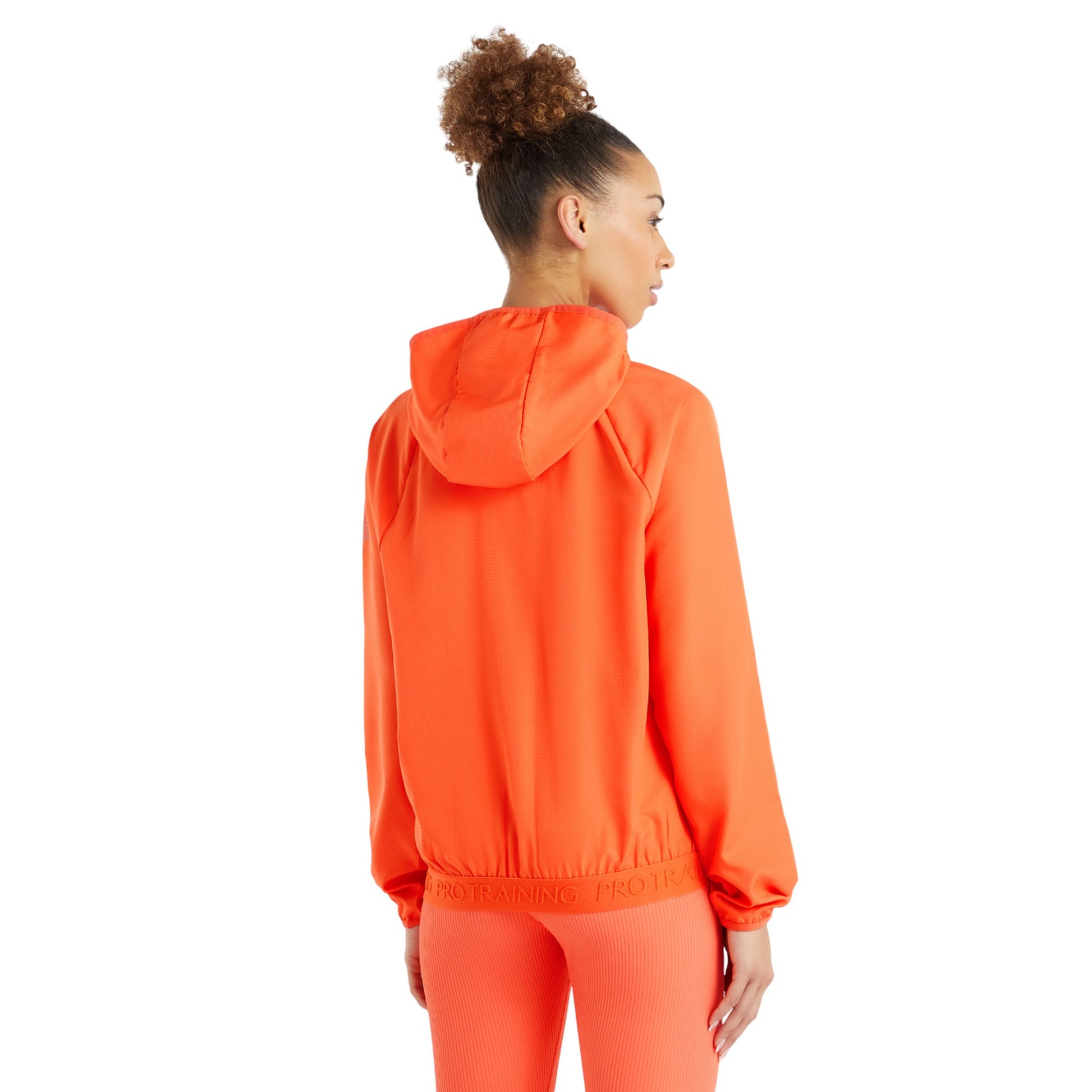 Hot Coral - Back - Umbro Womens-Ladies Pro Training Windbreaker Full Zip Hoodie