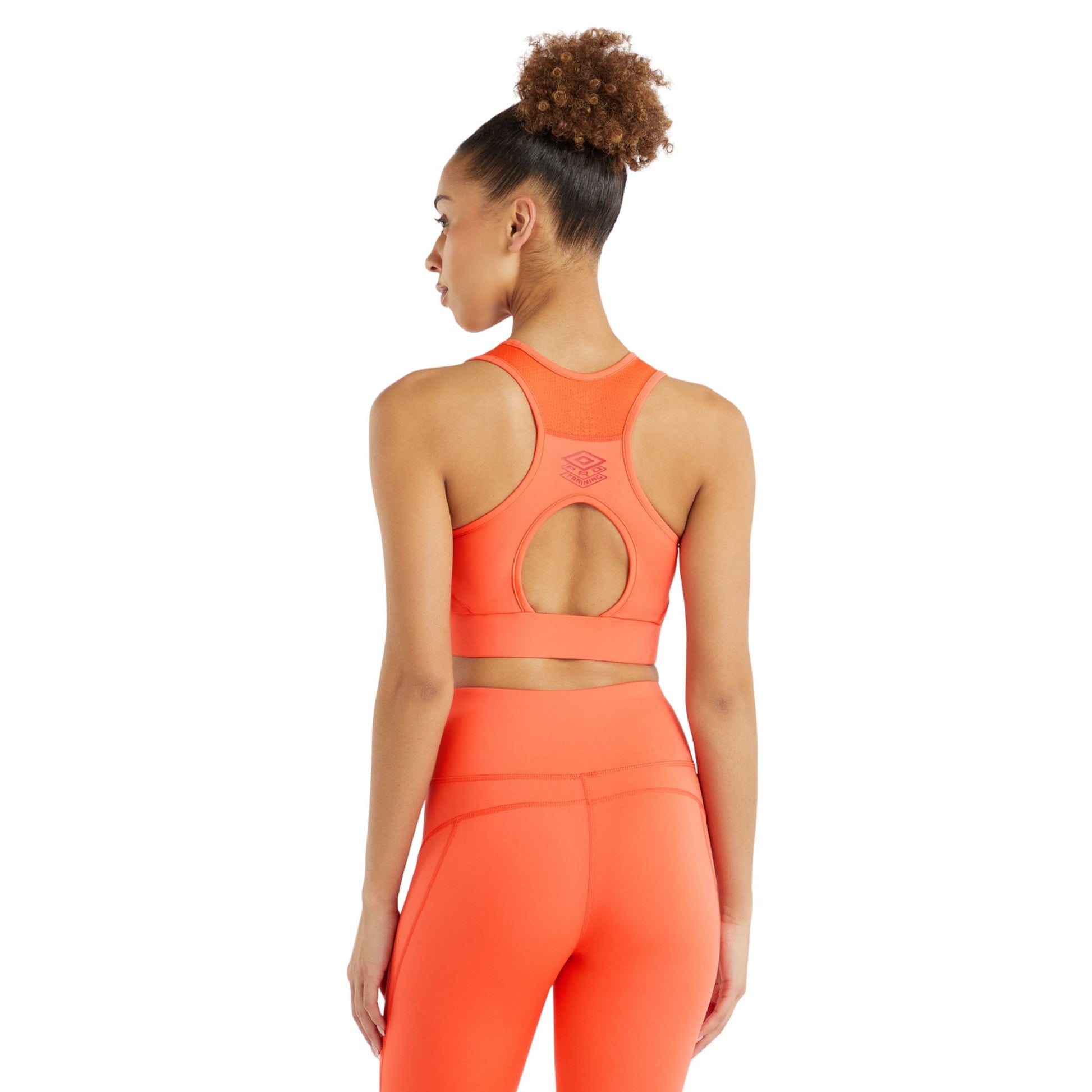 Hot Coral - Back - Umbro Womens-Ladies Pro Training Sports Bra