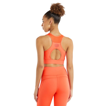 Hot Coral - Back - Umbro Womens-Ladies Pro Training Sports Bra