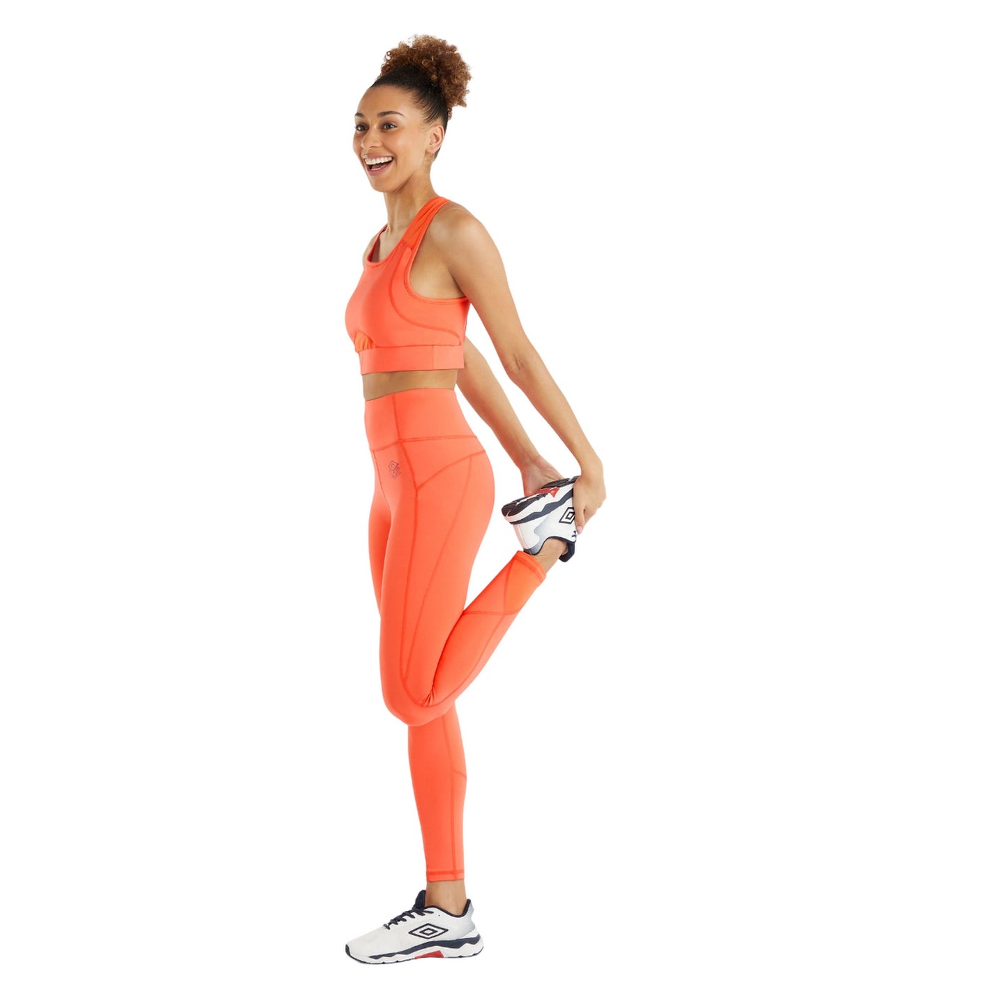 Hot Coral - Side - Umbro Womens-Ladies Pro Training Sports Bra