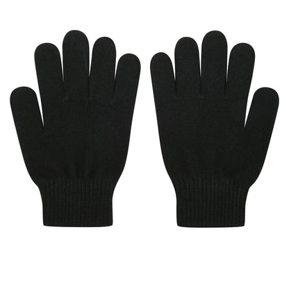 Black - Back - Umbro Childrens-Kids Knitted Winter Gloves