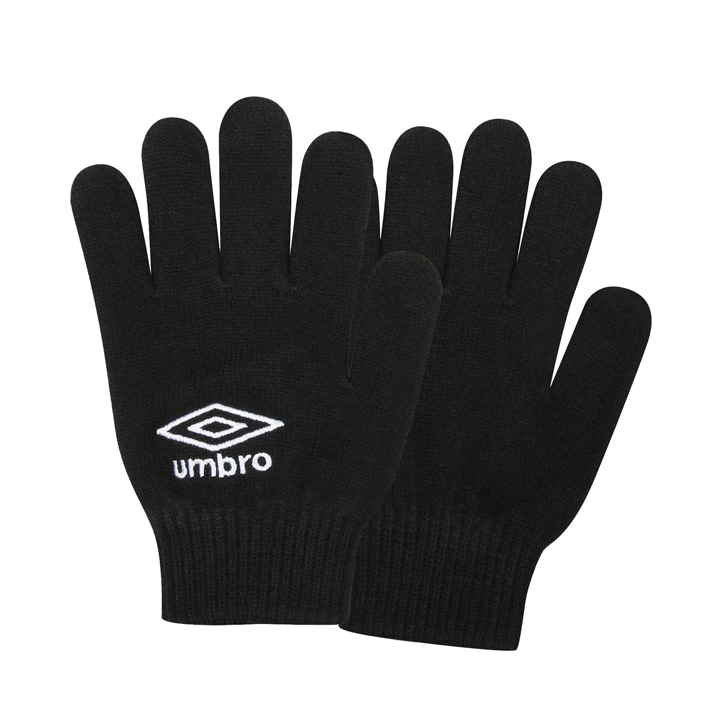 Black - Side - Umbro Childrens-Kids Knitted Winter Gloves