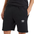 Black - Side - Umbro Mens Fleece Logo Casual Shorts