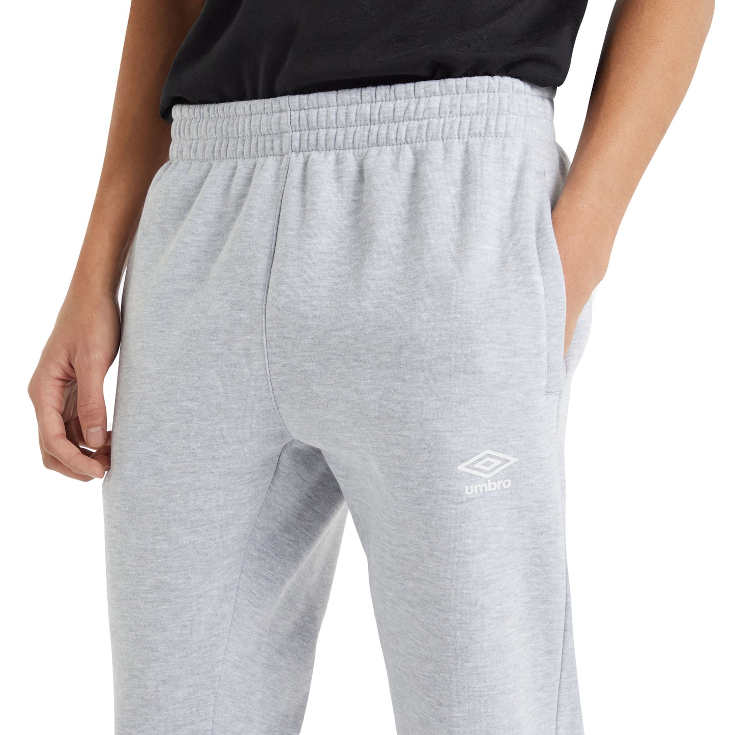 Grey Marl - Side - Umbro Mens Fleece Jogging Bottoms