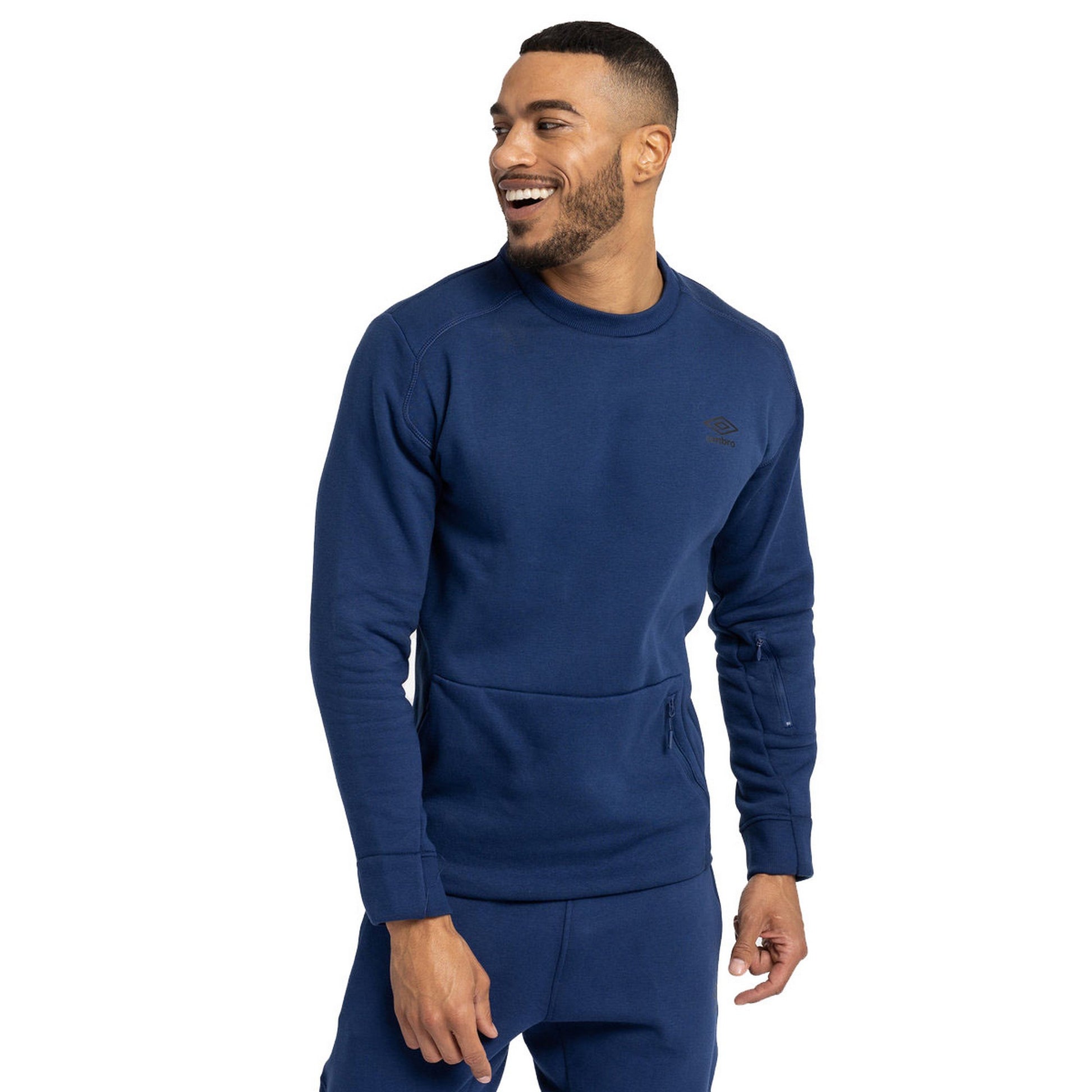 Navy - Side - Umbro Mens Pro Elite Fleece Sweatshirt