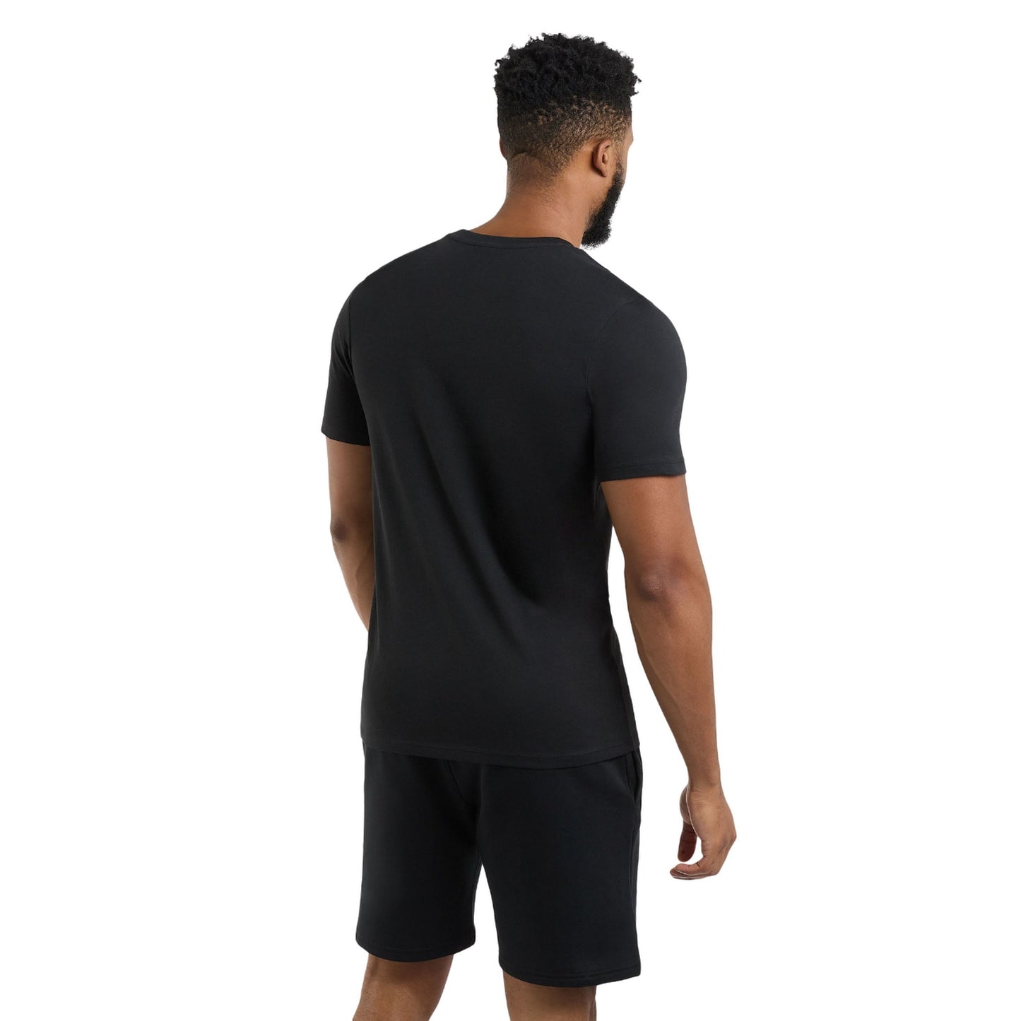 Black - Side - Umbro Mens Stacked Logo T-Shirt