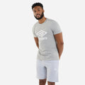 Grey Marl - Front - Umbro Mens Stacked Logo T-Shirt