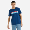 Estate Blue - Front - Umbro Mens Layered Logo T-Shirt