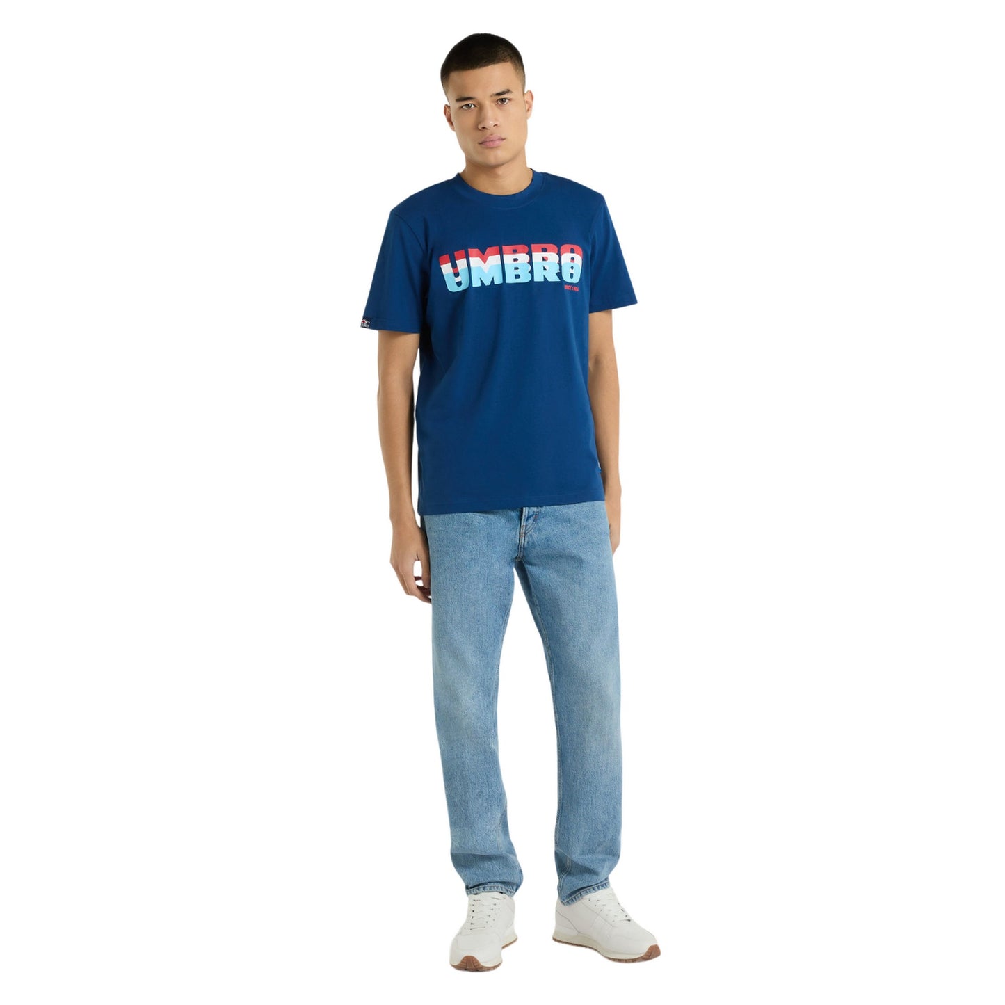 Estate Blue - Side - Umbro Mens Layered Logo T-Shirt