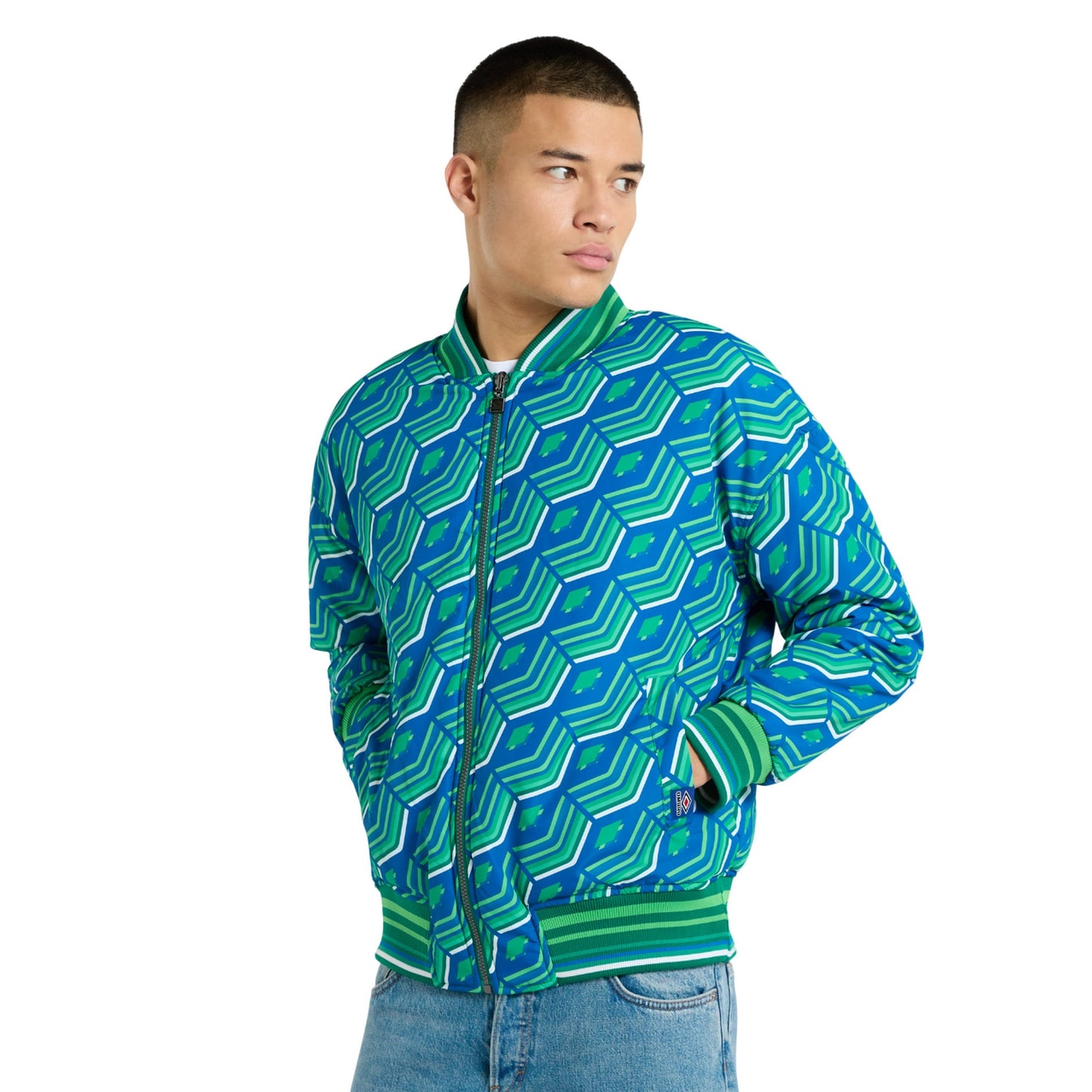 Multicoloured-Quetzal Green - Side - Umbro Mens Ramsey Reversible Track Jacket