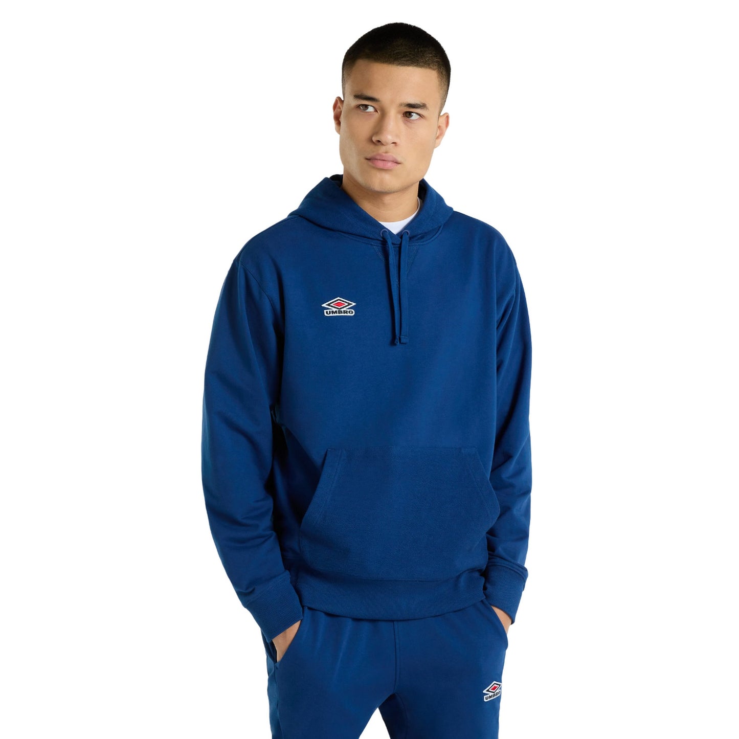 Estate Blue - Front - Umbro Mens Textured Hoodie