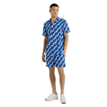 Regal Blue-Multicoloured - Side - Umbro Mens Cabana Printed Shirt