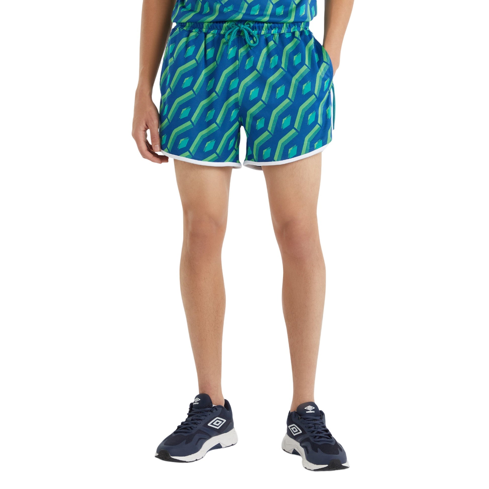 Quetzal Green-Multicoloured - Front - Umbro Mens Jacquard Retro Shorts