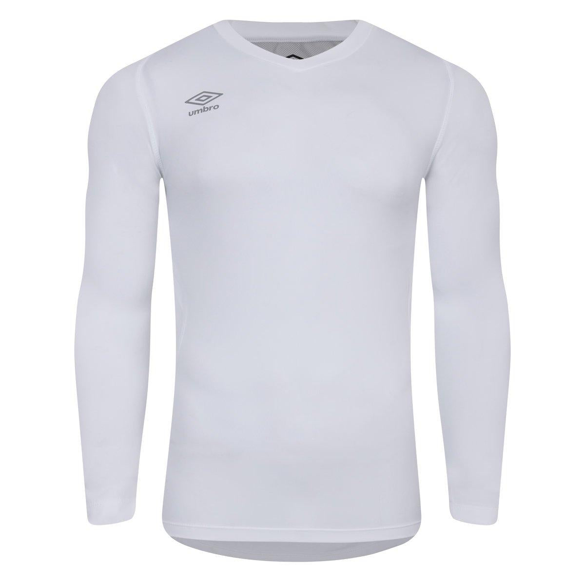 White - Front - Umbro Mens Long-Sleeved Rugby Base Layer Top