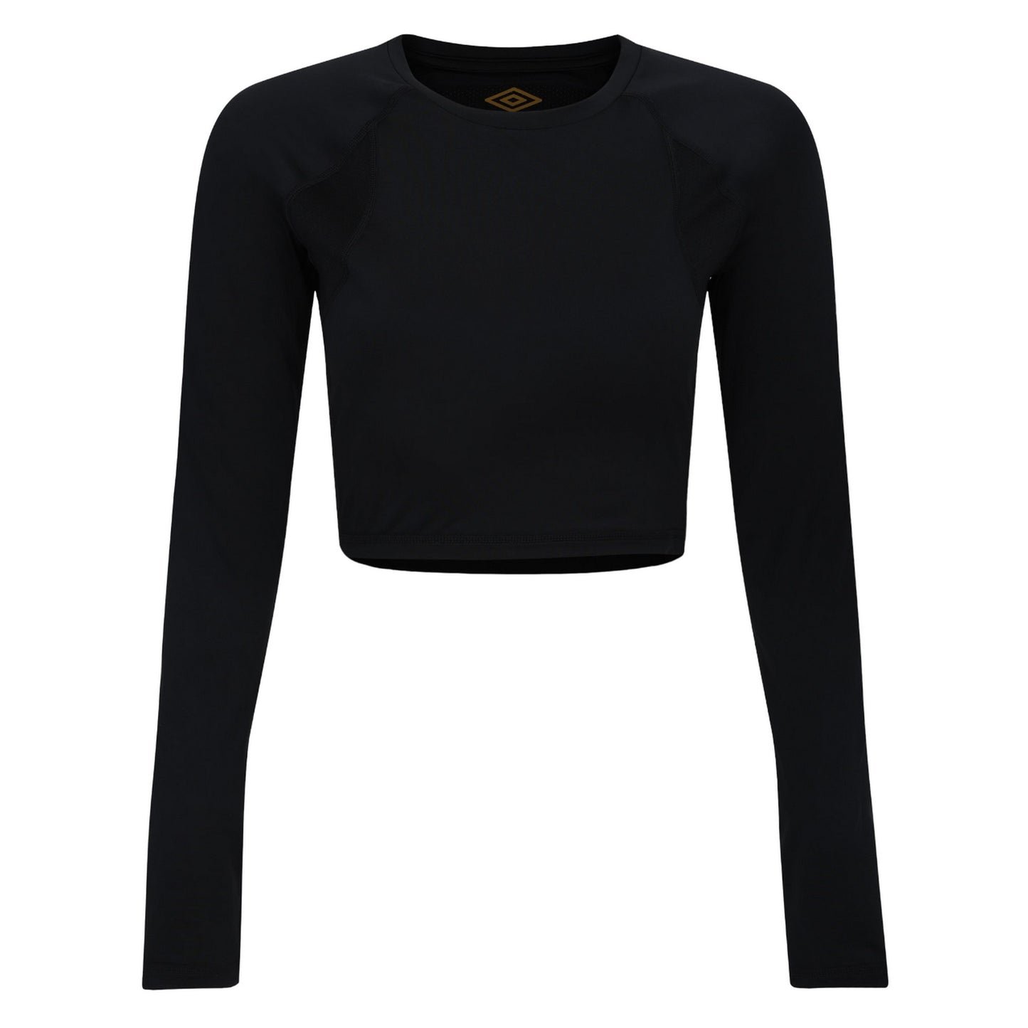Black - Front - Umbro Womens-Ladies Pro Training Long-Sleeved Crop Top