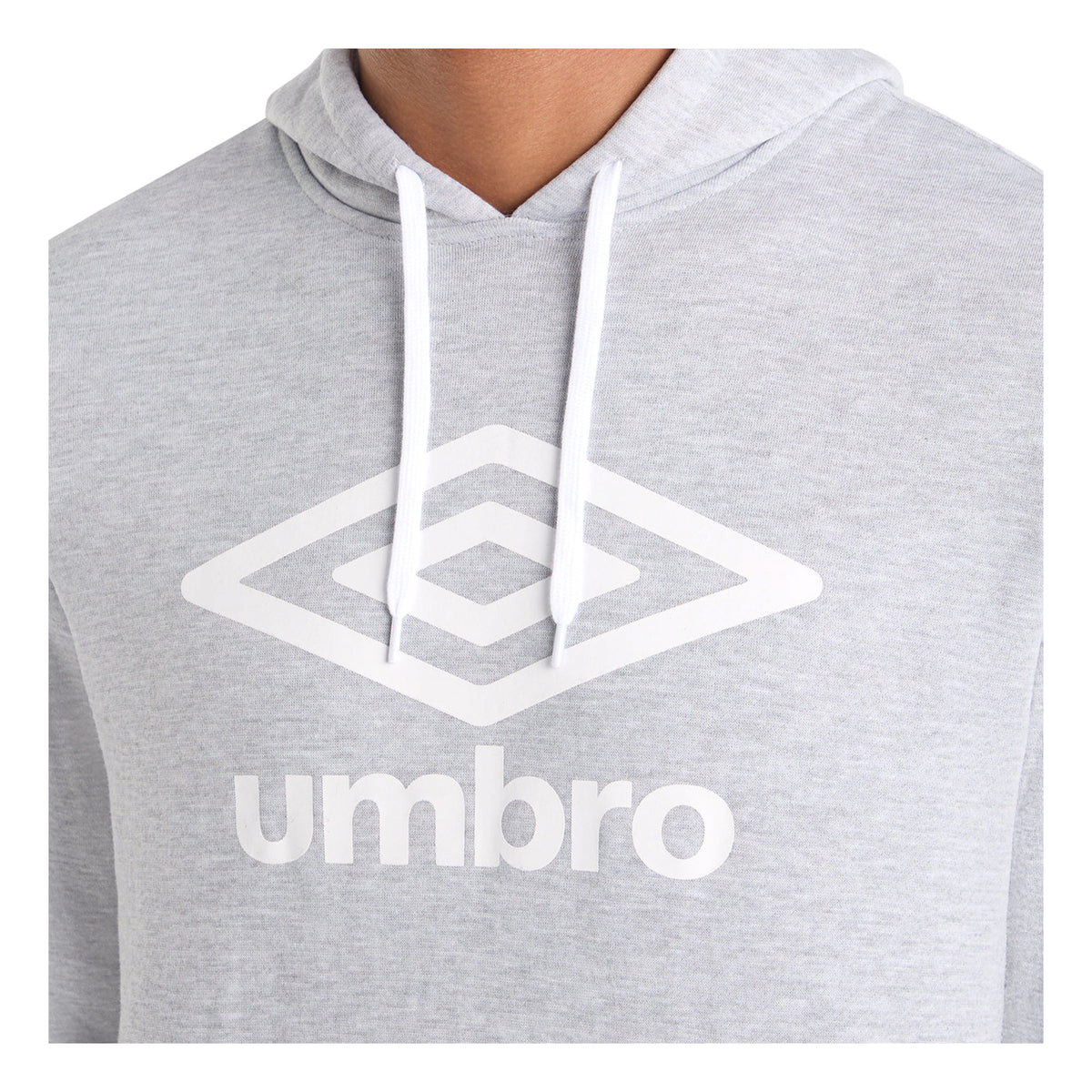 Grey Marl - Back - Umbro Mens Logo Hoodie