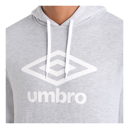 Grey Marl - Back - Umbro Mens Logo Hoodie