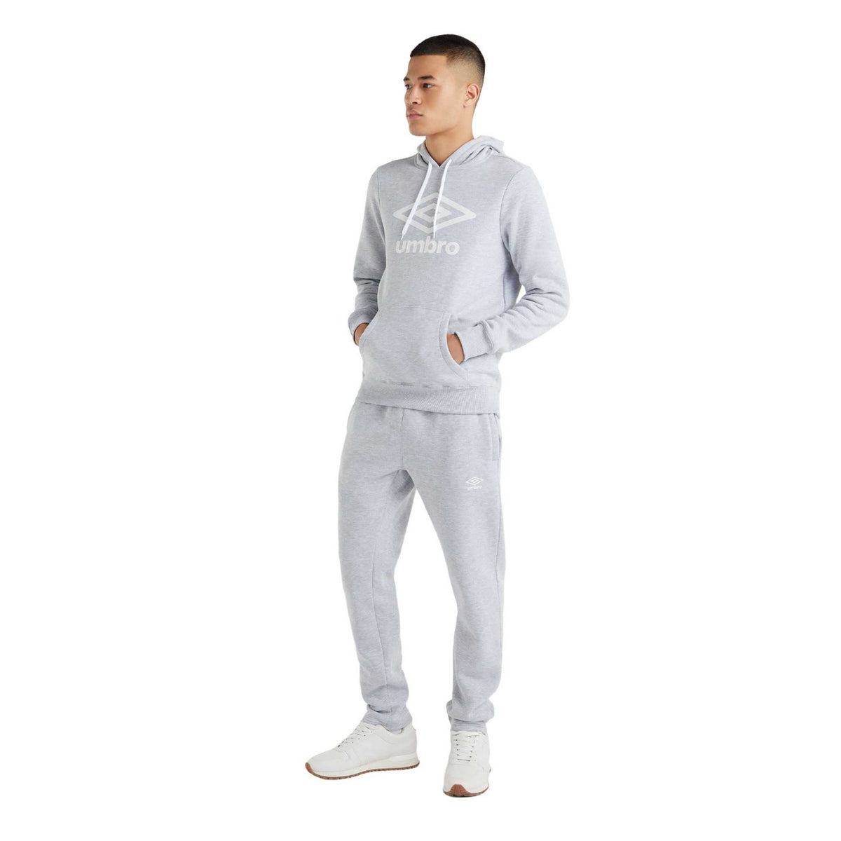 Grey Marl - Lifestyle - Umbro Mens Logo Hoodie