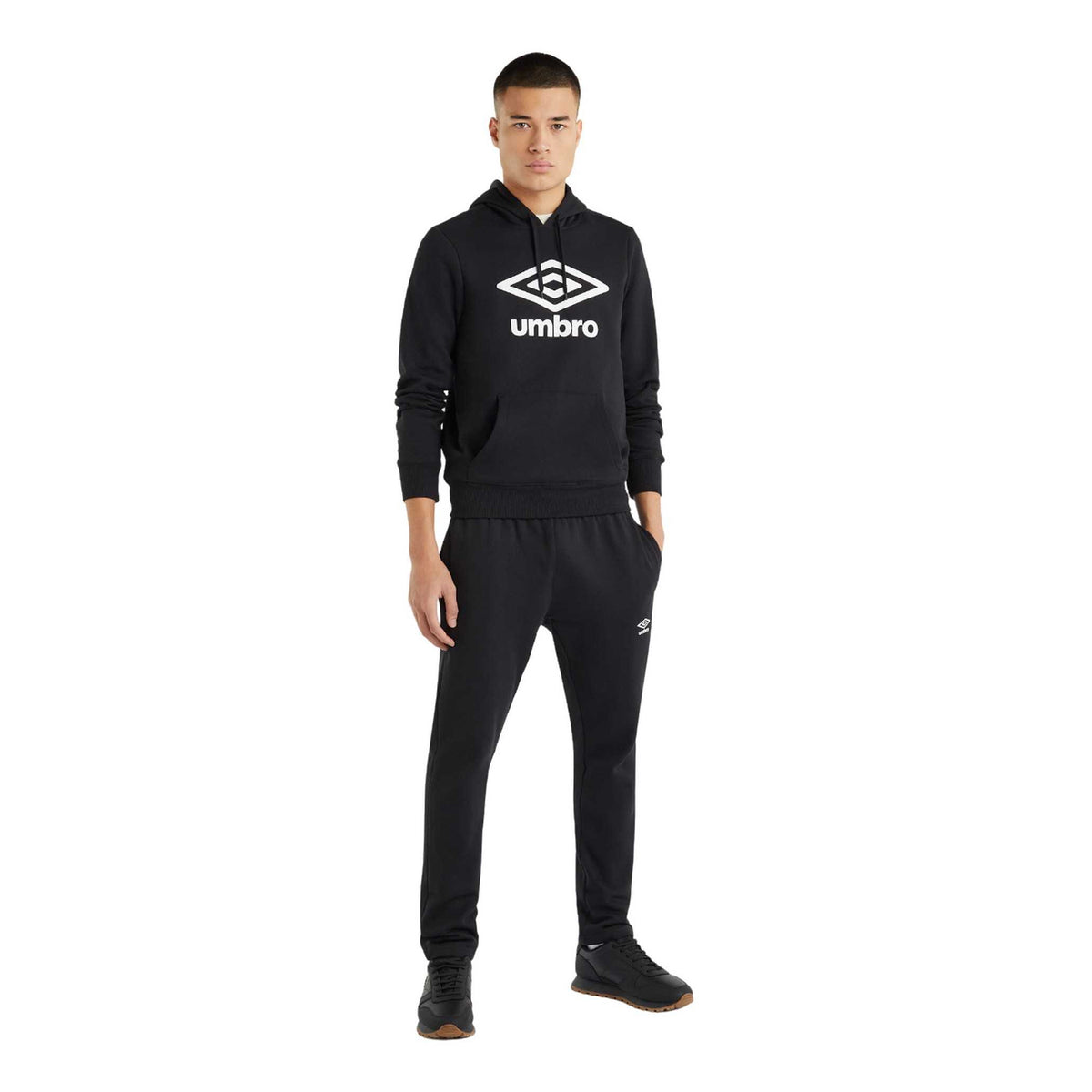 Black - Side - Umbro Mens Logo Hoodie