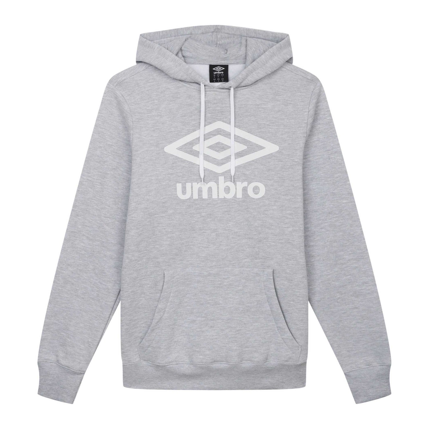 Grey Marl - Front - Umbro Mens Logo Hoodie