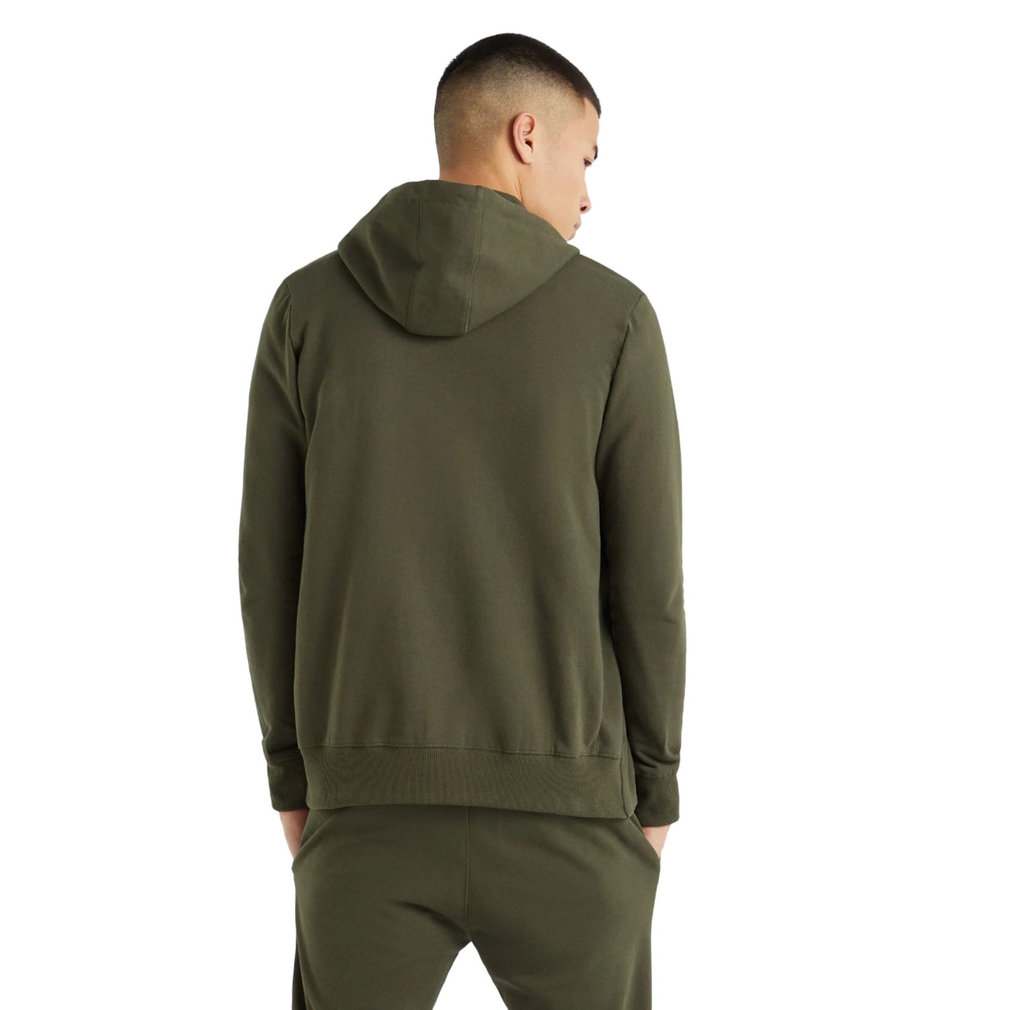 Dark Olive - Back - Umbro Mens Terrace Full Zip Hoodie