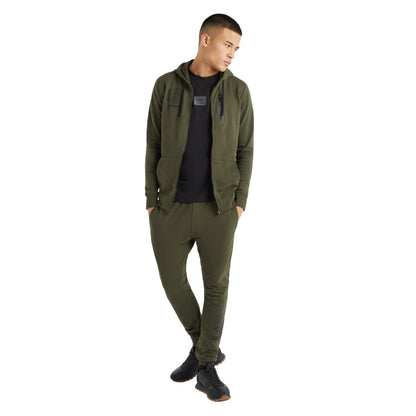 Dark Olive - Side - Umbro Mens Terrace Full Zip Hoodie