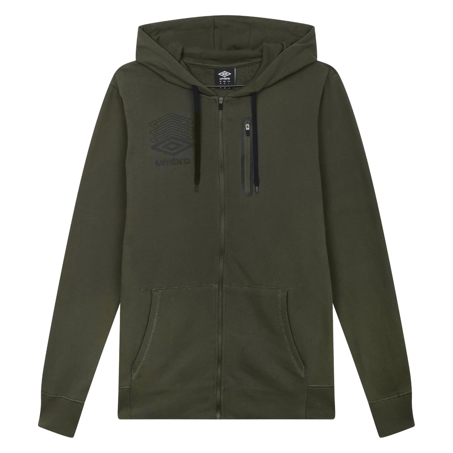 Dark Olive - Front - Umbro Mens Terrace Full Zip Hoodie