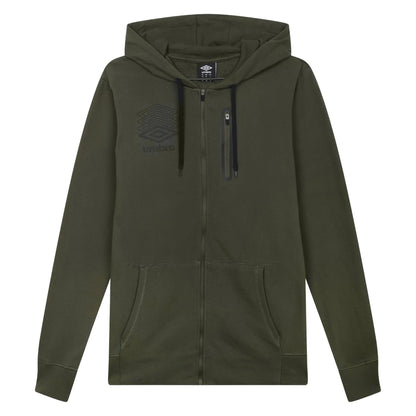 Dark Olive - Front - Umbro Mens Terrace Full Zip Hoodie