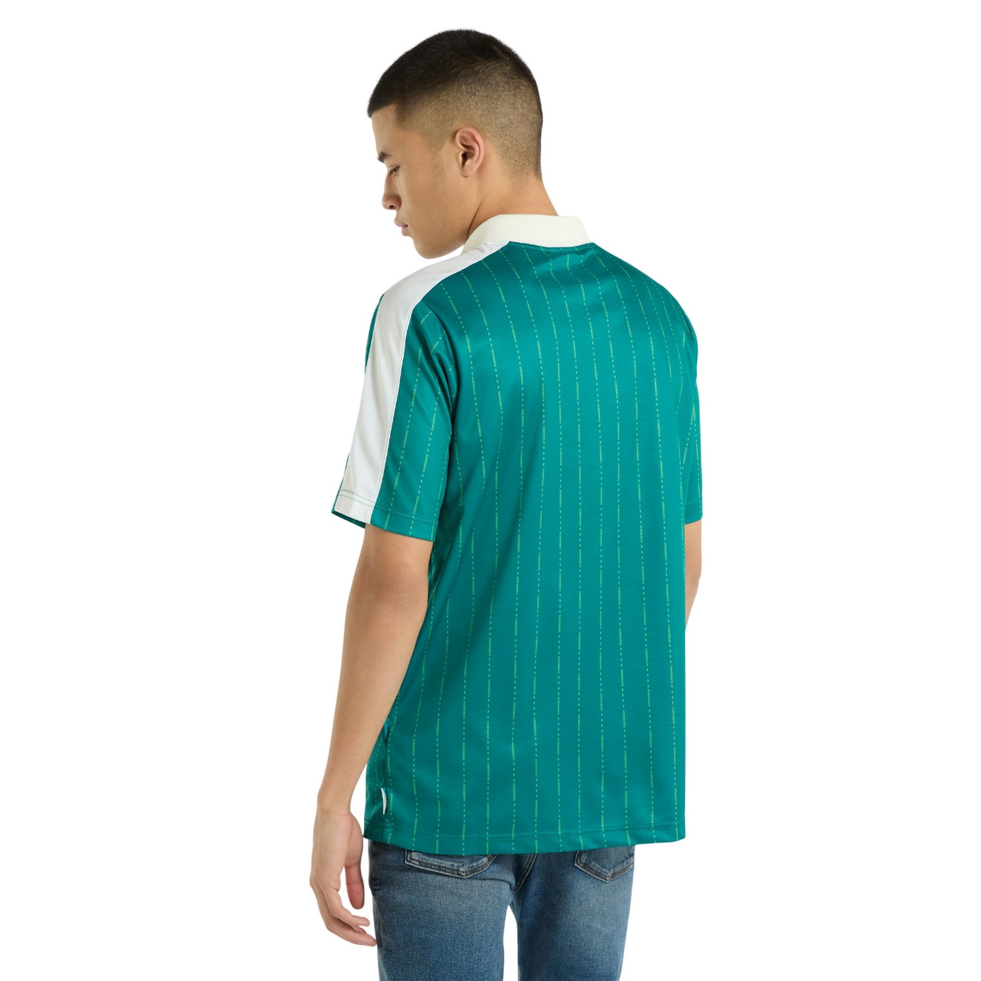 Green-Papyrus-Quetzal Green - Back - Umbro Mens Linear All-Over Print Jersey