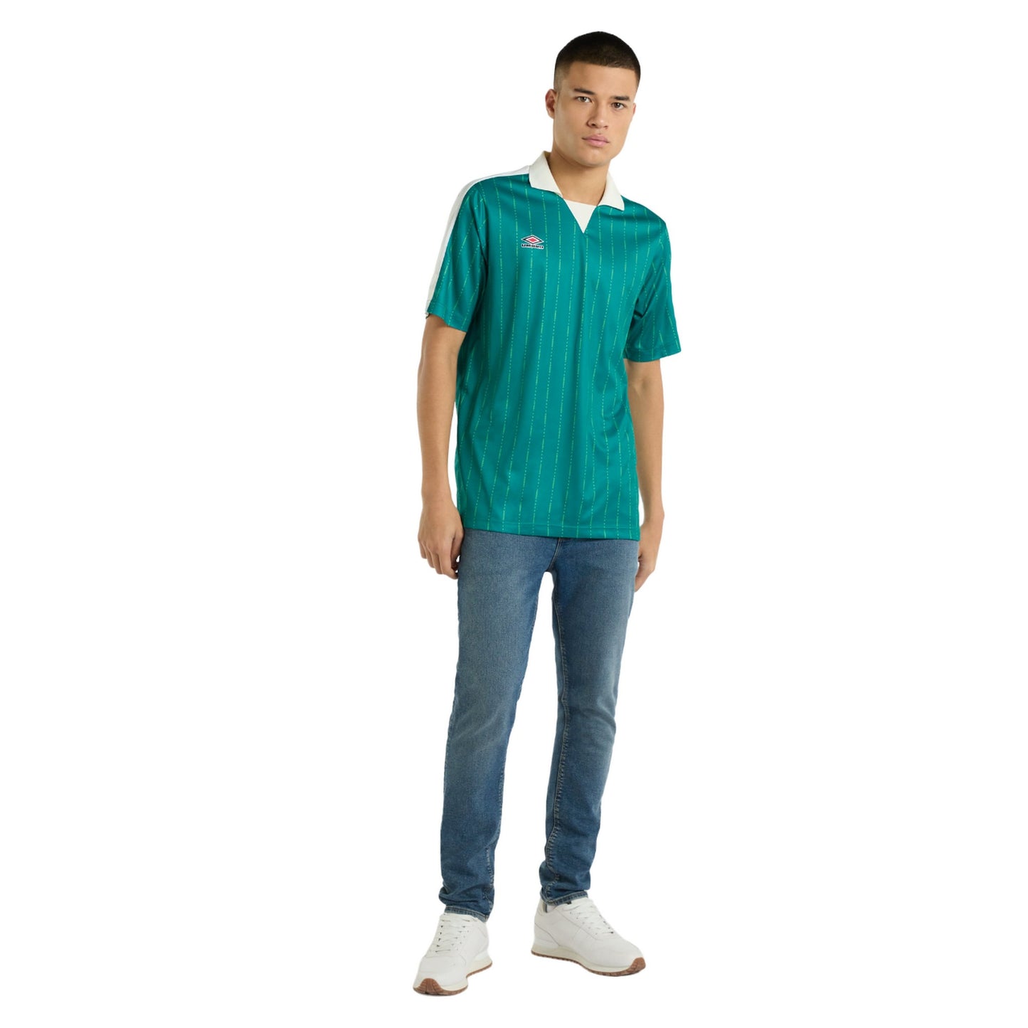 Green-Papyrus-Quetzal Green - Side - Umbro Mens Linear All-Over Print Jersey