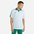 Brilliant White-Quetzal Green - Front - Umbro Mens Linear All-Over Print Jersey