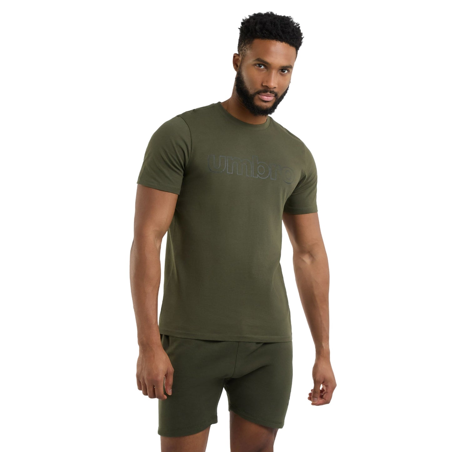 Dark Olive - Front - Umbro Mens Linear Logo T-Shirt