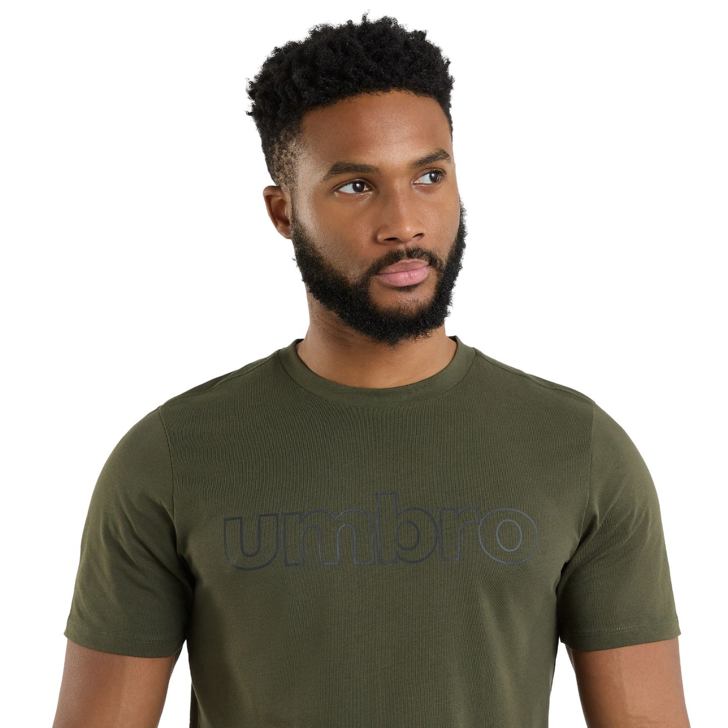 Dark Olive - Side - Umbro Mens Linear Logo T-Shirt