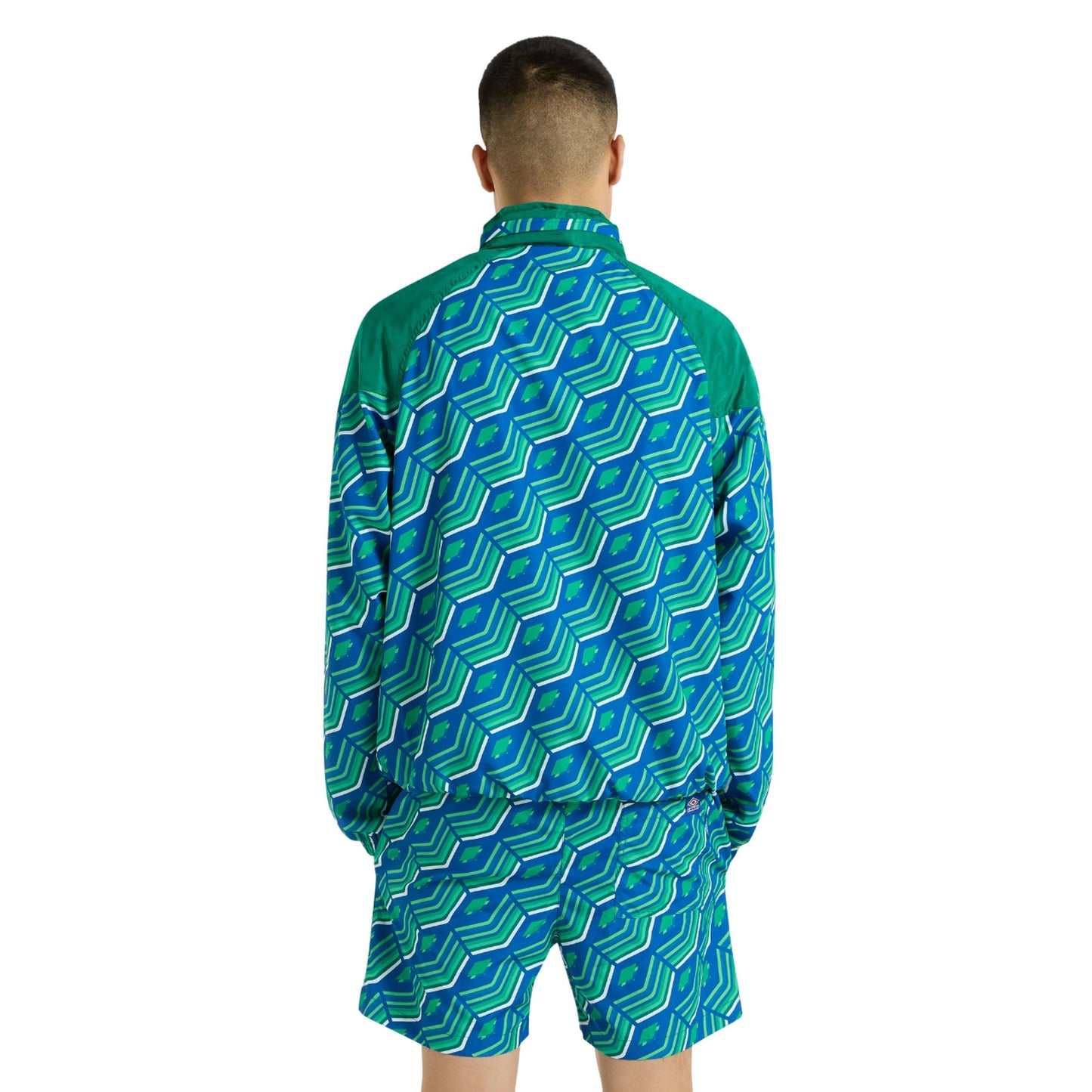 Green-Multicoloured - Back - Umbro Mens Panelled Windbreaker